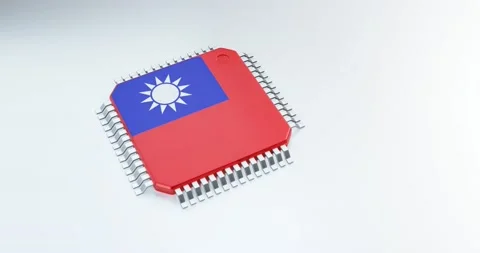 3d render of microchip or semiconductor chip in taiwan, republic of china f.. Video stock 234398966