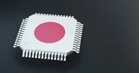 3d render of microchip or semiconductor chip in japan flag, for computing. Stock Footage 269902679