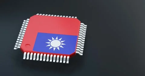 3d render of microchip or semiconductor chip in taiwan flag, for computing. Stock Footage 269902748