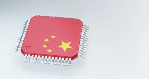  3d render of microchip or semiconductor chip in china flag, for computing. Video stock 269908239