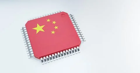 3d render of microchip or semiconductor chip in countries flag, for computi.. Stock Illustration