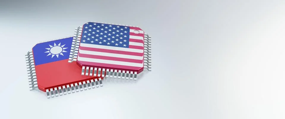 3d render of microchip or semiconductor chip in countries flag, for computi.. Stock Illustration