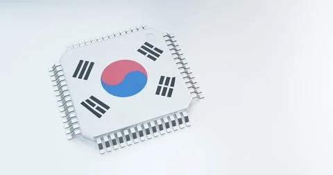 3d render of microchip or semiconductor chip, for computing. Stock Illustration