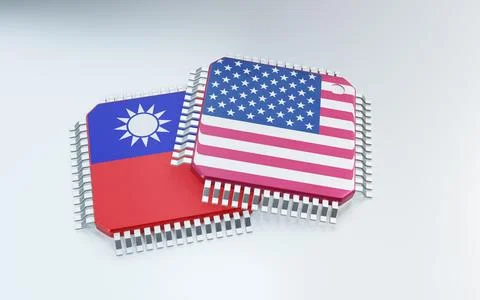 3d render of microchip or semiconductor chip in countries flag, for computi.. Stock Illustration