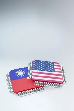 3d render of microchip or semiconductor chip in countries flag, for computi.. Stock Illustration