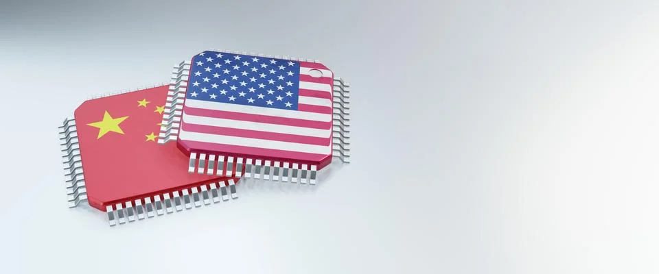 3d render of microchip or semiconductor chip in countries flag, for computi.. Stock Illustration