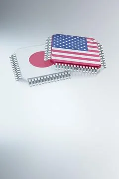 3d render of microchip or semiconductor chip in countries flag, for computi.. Stock Illustration