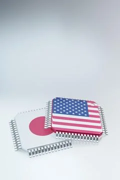 3d render of microchip or semiconductor chip in countries flag, for computi.. Stock Illustration