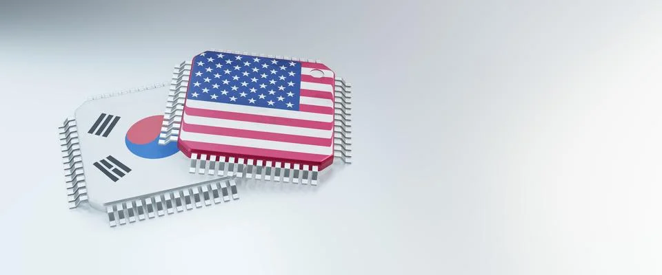 3d render of microchip or semiconductor chip in countries flag, for computi.. Stock Illustration