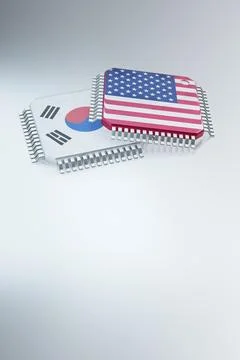 3d render of microchip or semiconductor chip in countries flag, for computi.. Stock Illustration