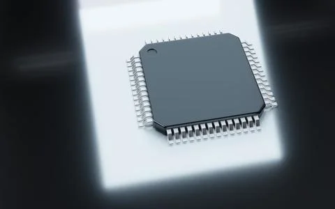 3d render of microchip or semiconductor chip, for computing. 스톡 사진