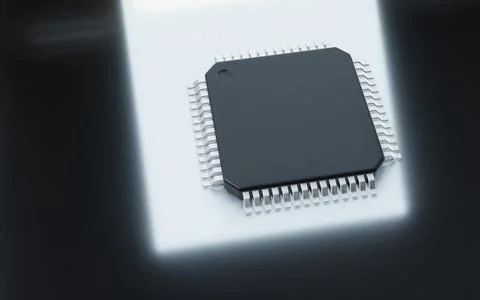 3d render of microchip or semiconductor chip, for computing. 스톡 사진