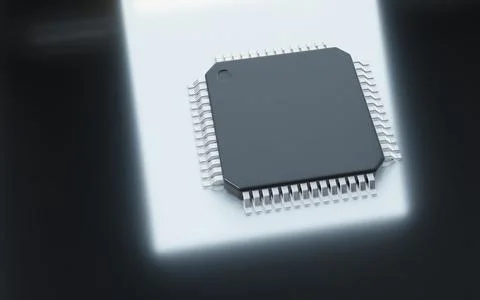 3d render of microchip or semiconductor chip, for computing. 스톡 사진