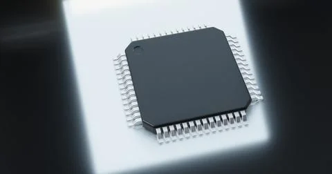 3d render of microchip or semiconductor chip, for computing. 스톡 사진