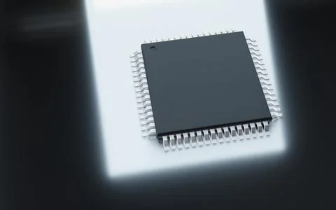 3d render of microchip or semiconductor chip, for computing. 스톡 사진