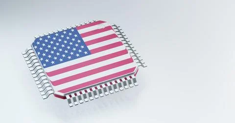 3d render of microchip or semiconductor chip with countries flag for supply.. Foto stock