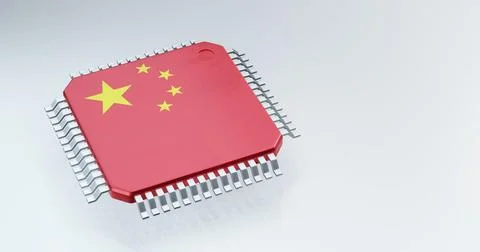 3d render of microchip or semiconductor chip with countries flag for supply.. Foto stock