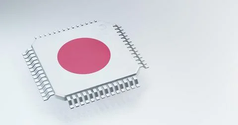 3d render of microchip or semiconductor chip with countries flag for supply.. 스톡 사진