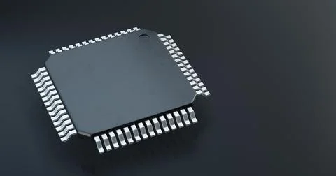 3d render of microchip or semiconductor chip with countries flag for supply.. 스톡 사진