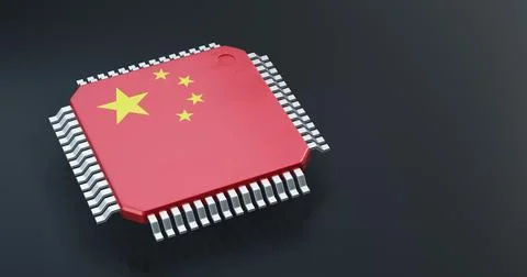 3d render of microchip or semiconductor chip with countries flag for supply.. 스톡 사진