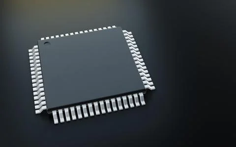 3d render of microchip or semiconductor chip, for computin or technology co.. 스톡 사진