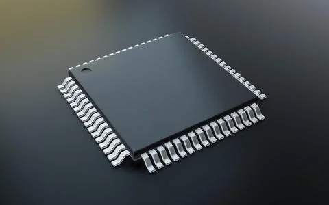 3d render of microchip or semiconductor chip, for computin or technology co.. Foto stock