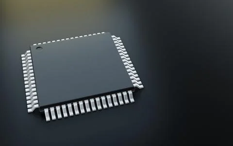 3d render of microchip or semiconductor chip, for computin or technology co.. Foto stock