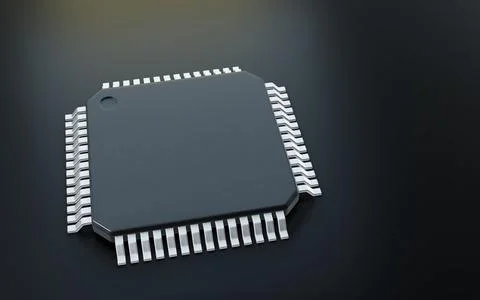3d render of microchip or semiconductor chip, for computin or technology co.. Foto stock