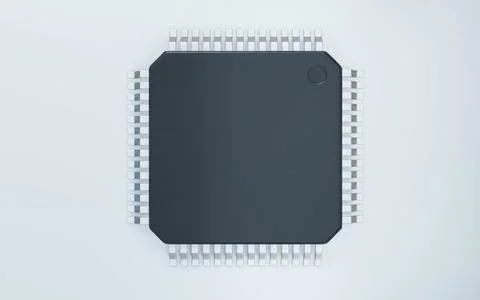 3d render of microchip or semiconductor chip, for computing. 스톡 사진