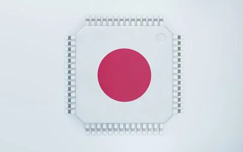 3d render of microchip or semiconductor chip, for computing. Stock Photos