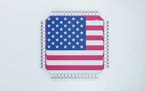 3d render of microchip or semiconductor chip, for computing. Stock Photos