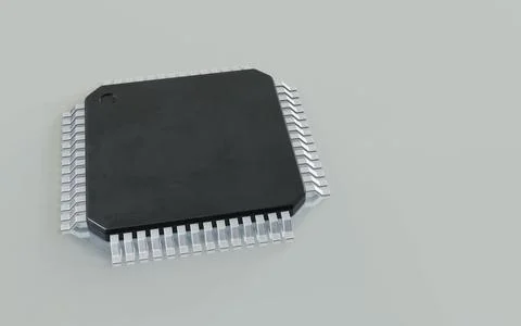 3d render of microchip or semiconductor chip, for computing. Stock Photos