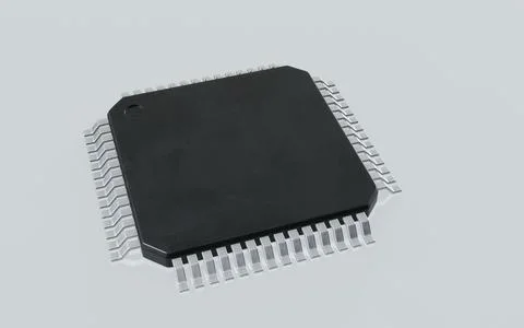 3d render of microchip or semiconductor chip, for computing. 写真素材