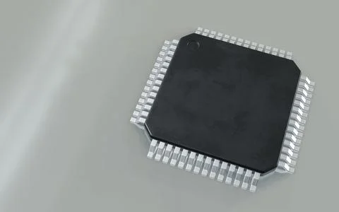 3d render of microchip or semiconductor chip, for computing. 写真素材