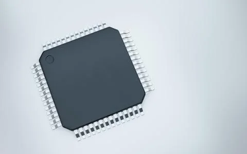 3d render of microchip or semiconductor chip, for computing. Stock Photos