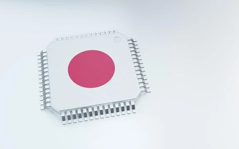 3d render of microchip or semiconductor chip, for computing. Foto stock