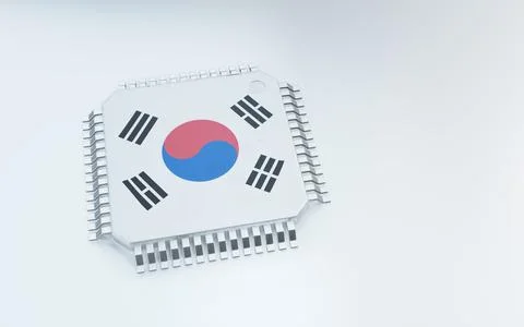 3d render of microchip or semiconductor chip, for computing. Foto stock