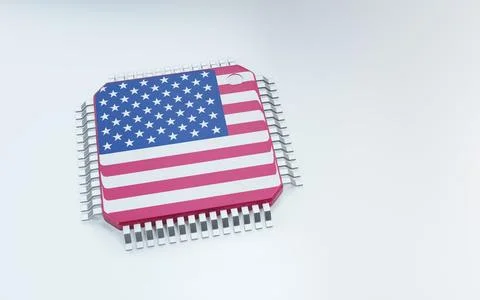 3d render of microchip or semiconductor chip, for computing. Foto stock