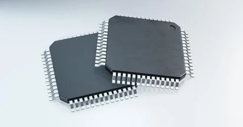 3d render of microchip or semiconductor chip, for computing. 스톡 사진