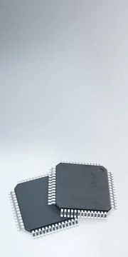 3d render of microchip or semiconductor chip, for computing. Stock Photos