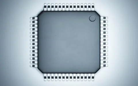 3d render of microchip or semiconductor chip, for computing. Stock Photos