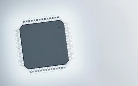 3d render of microchip or semiconductor chip, for computing. Stock Photos