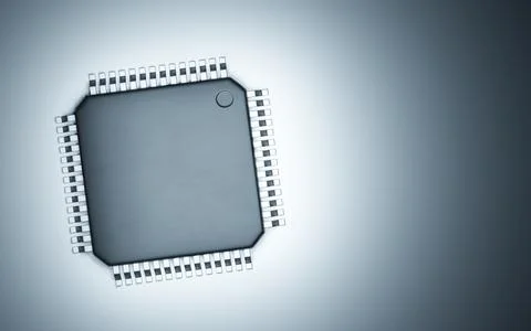 3d render of microchip or semiconductor chip, for computing. Stock Photos