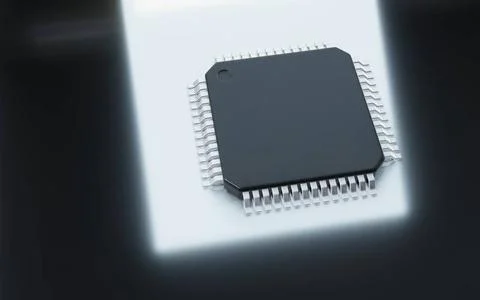 3d render of microchip or semiconductor chip, for computing. 3d render of ... Stock Photos