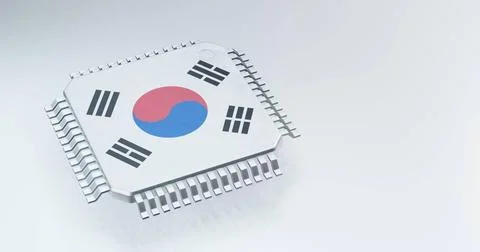 3d render of microchip or semiconductor chip with countries flag for suppl... Stock Photos