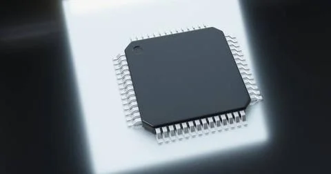 3d render of microchip or semiconductor chip, for computing. 3d render of ... Foto stock