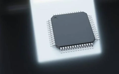3d render of microchip or semiconductor chip, for computing. 3d render of ... 스톡 사진