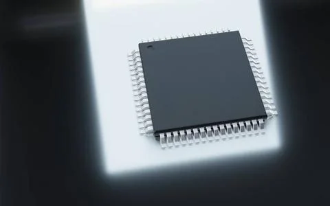 3d render of microchip or semiconductor chip, for computing. 3d render of ... Stock Photos