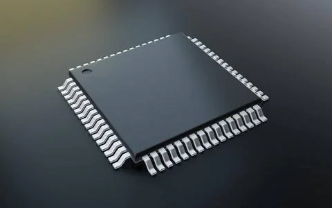 3d render of microchip or semiconductor chip, for computin or technology c... 스톡 사진