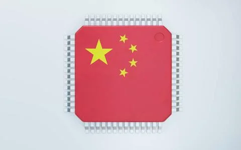 3d render of microchip or semiconductor chip, for computing. 3d render of ... 스톡 사진